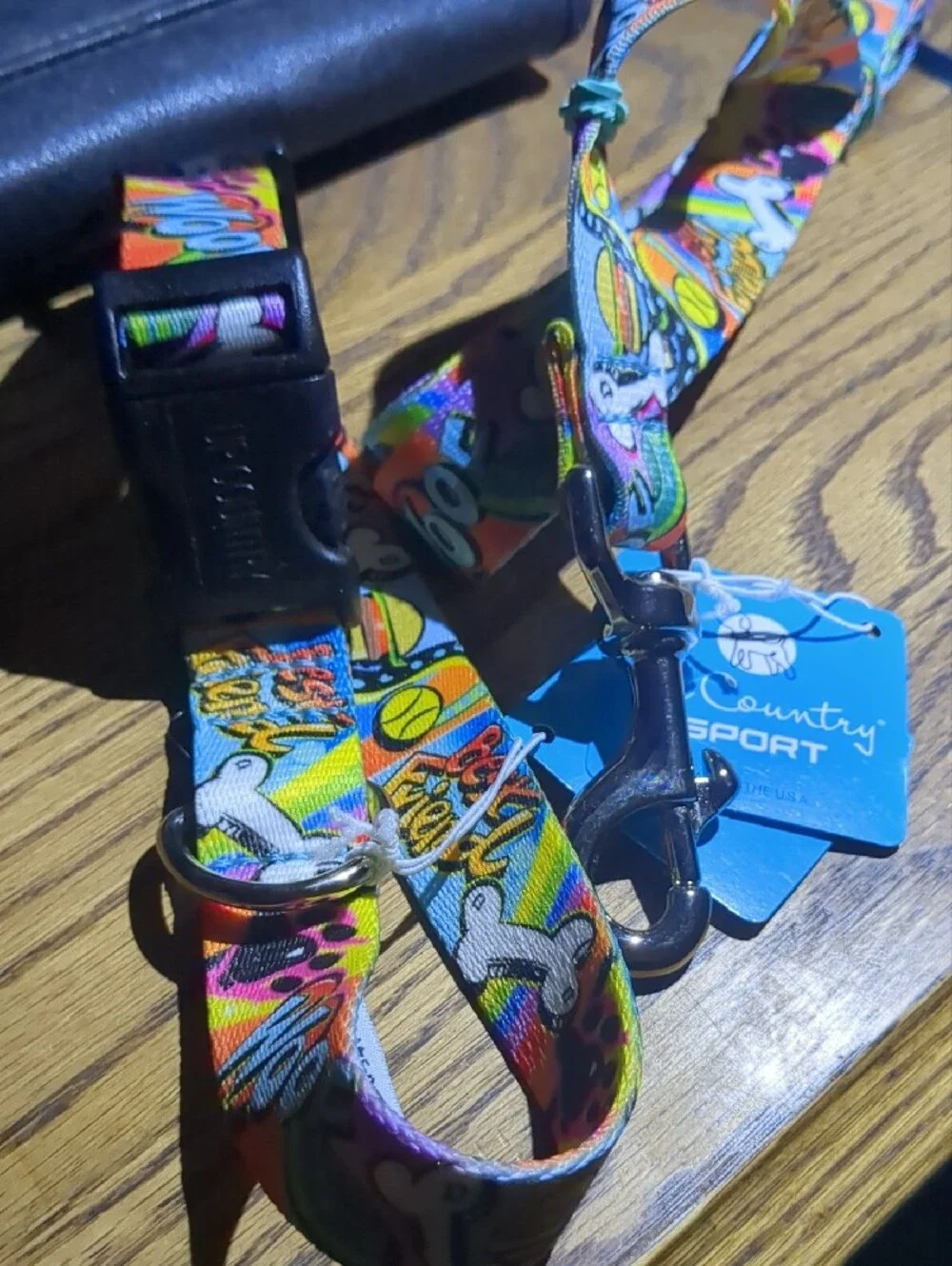 NWT Upcountry Sport Graffiti Bright Multicolor 'Woof' Dog Collar & Leash Set